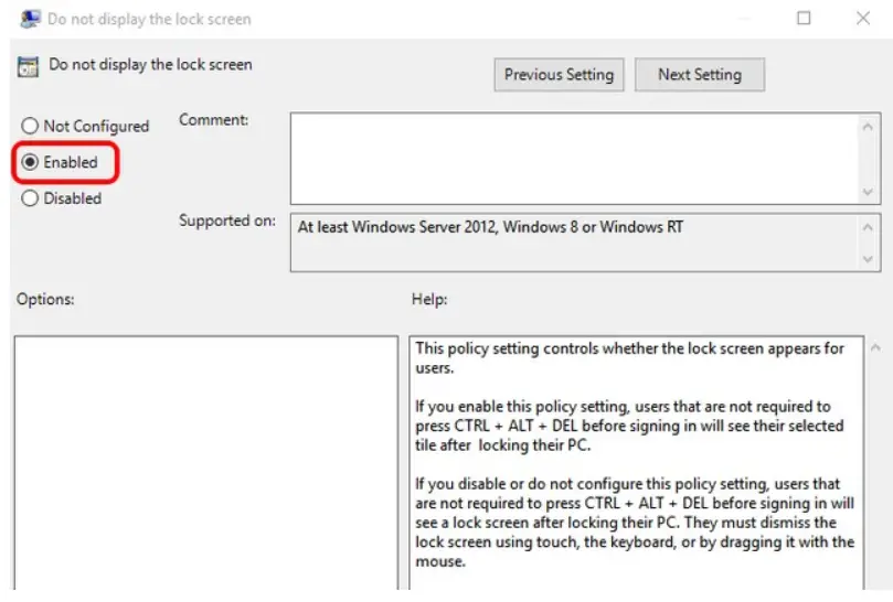 windows 10 remove lock screen