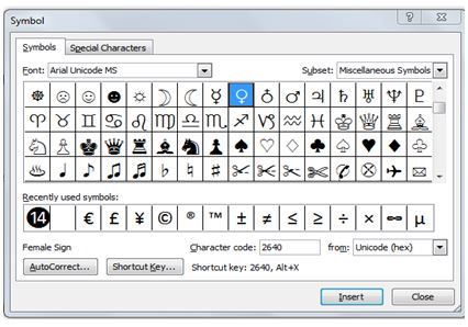 How To Insert Symbol For Male And Female In MS-word? - Techyv.com