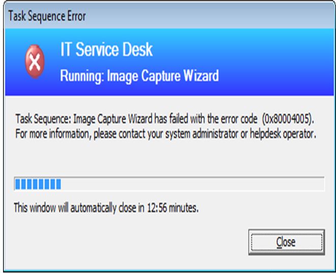 0x80004005 Failed To Run Task Sequence Osd Windows 7