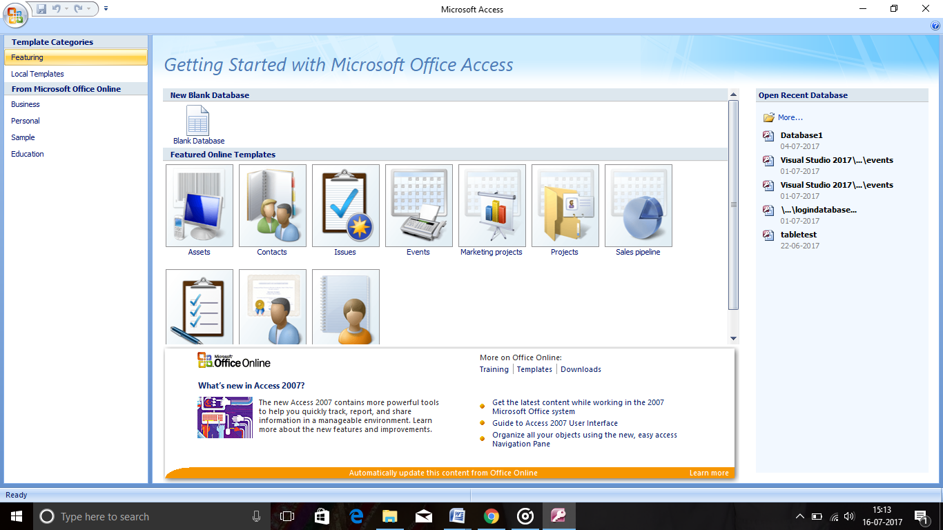 microsoft access 2007 sample database