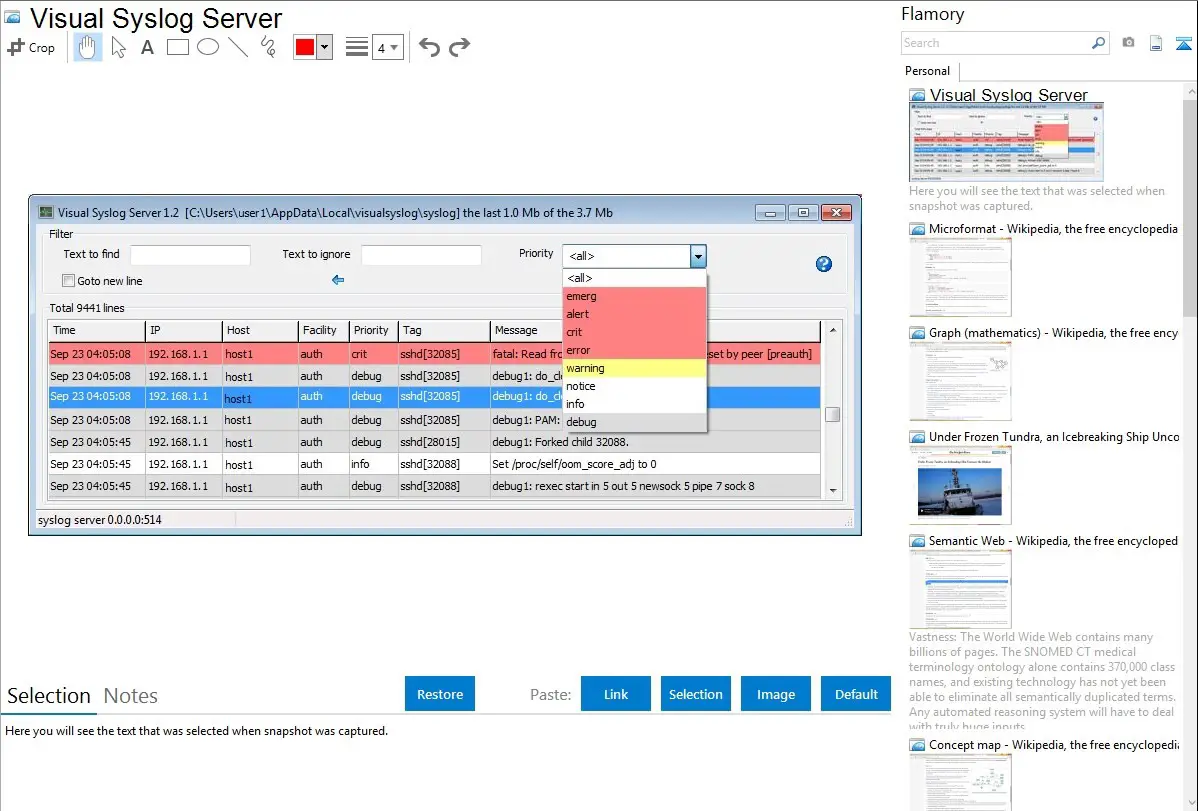 Visual syslog server for windows настройка