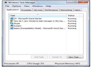 start task manager shortcut windows 7