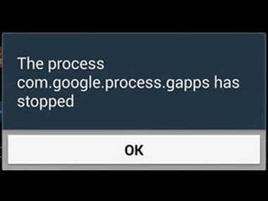 Android error message related to Google apps