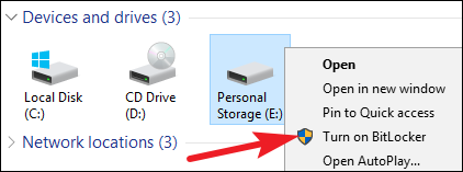 Enable BitLocker on a drive