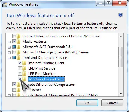 Enable Windows Fax and Scan