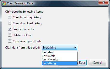 Google Chrome clear browsing data