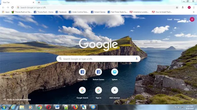 Google Chrome with custom background