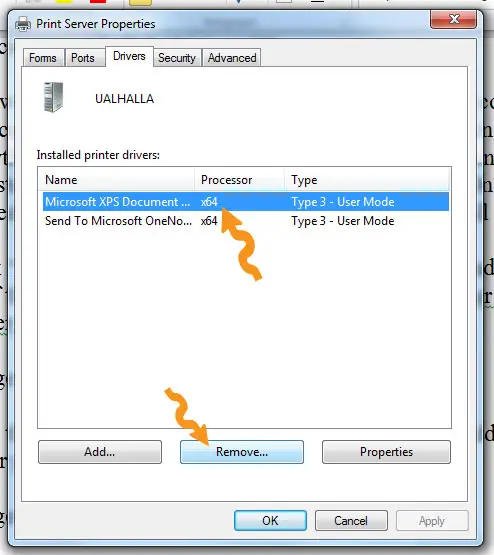 Remove printer driver