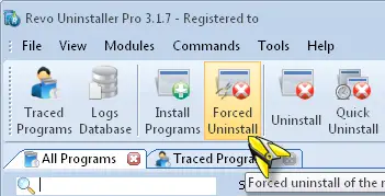 Revo Uninstaller forced uninstall