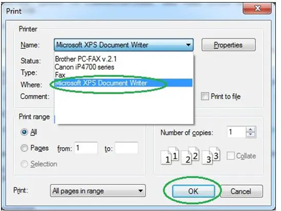 Microsoft xps document writer app